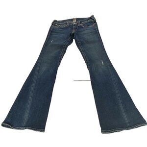 True Religion Jeans Womens 27 Joey Twisted Seam Flare 10-503 Made USA Retro